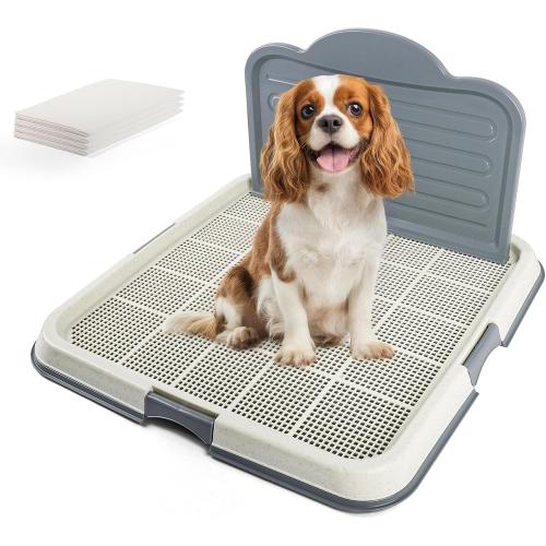 PAWISE Dog Pee Pad Holder Tray with Splash Guard, 23.6 Large Puppy Potty Training Pad Tray, Puppy Litter Box with High-Wall, Indoor Pet Toilet for Small to Medium Sized Dogs