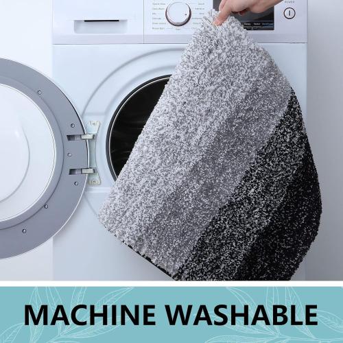 Arotive Microfiber Bathroom Rugs, Shaggy Soft and Absorbent Bath Rug, Non-Slip, Thick Plush Machine Washable Dry Bath Mats for Bathroom, Tub and Shower, 24x16, Black, Rectangular