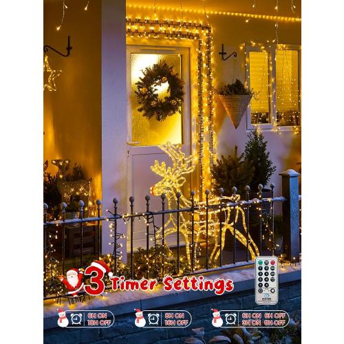 50FT 1000 LED Christmas Cluster Lights, Firecracker String Lights with Remote & 8 Modes & Timer, Waterproof Fairy Twinkle Light Plug in for Indoor Outdoor Party Garden Xmas Tree Decoration, Warm White