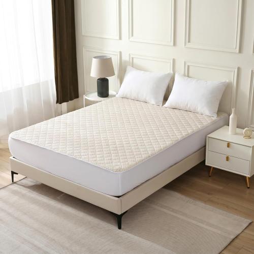 Luxury Quilted Organic Cotton Mattress Protector Full Size - 380 GSM Waterproof & Breathable Pad - Deep Pocket Fitted Cover - Soft & Silent Protection (Cotton Filling)