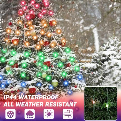 ASTRAEA Christmas Tree Lights, Christmas Lights Indoor Outdoor 200 LED 6.6FT x 10 String Lights with DIY scenarios 24 Modes Remote Control Multicolor Timing Function for Christmas Tree Decorations