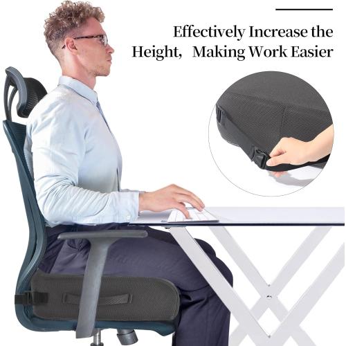 Extra Thick Chair Cushions,Office Chair Booster Seat Cushion to Raise Seat Height for Pain Relief, Non Slip Memory Foam Thick Cushion with Carry Handle（Dark Grey）