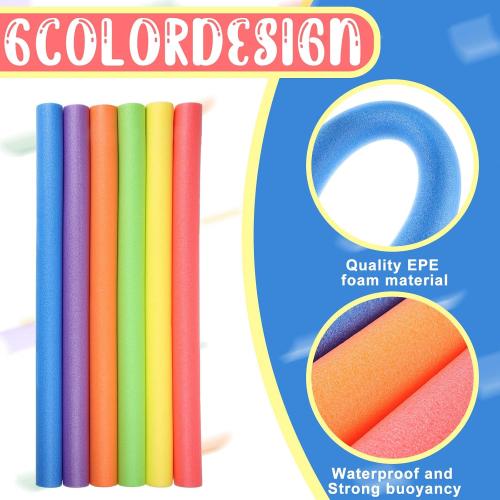 Hanaive 6 Pack Pool Noodles Swimming Floating Foam Tube 52 Inch Hollow Swim Noodles Bulk Floats Heavy Duty for Swimming Decoration Craft Projects Multi-Purpose