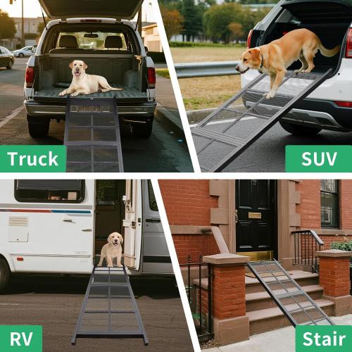 Dog Ramp for Car, 74 X 20 Dog Car Ramp for Large Dogs SUV Truck, Outdoor Folding Portable Large Pets (Up to 250LBS) Car Steps for Truck SUV Van Stairs with Non-Slip Surface, 250lb Capacity