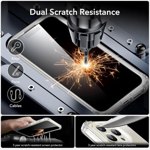 ESR for iPhone 15 Pro Max Case, Compatible with MagSafe, Full-Body Military-Grade Drop Proof Case for iPhone 15 Pro Max with Built-in 9H  Tempered Glass Screen Protector, Clear