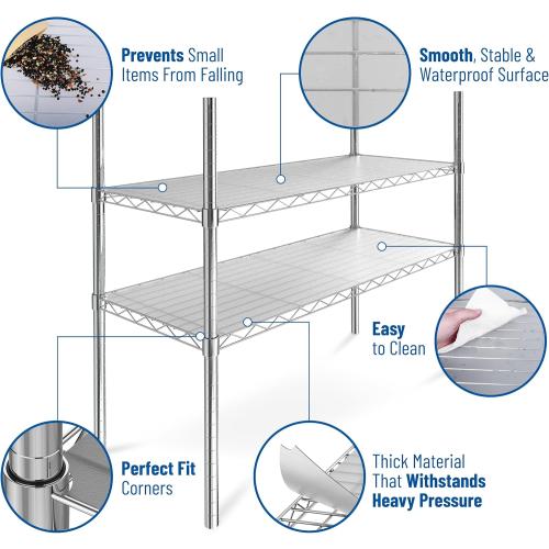 Sterling Shelf Liners Wire Rack Covers: Plastic Shelf Liner Cover for Wire Shelving: Cover Mats for Shelves in Pantry, Closet, and More: 18x48 Inch: Graphite, Set of 4