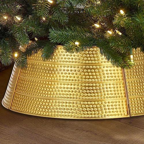 Decorative Christmas Tree Collar - Metal Christmas Tree Collar, Burlap Tree Collar | Dawsons Living Christmas Tree Skirt, Metal Christmas Tree Trunk Basket Guard for Preventing from Cat Dog