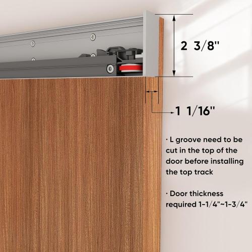 JUBEST 32 Concealed Barn Door Hardware Kit with Soft Close Mechanism, Wall Mounted Invisible Sliding Door Track for Opening Width 24 to 28, Hidden Barn Door Hardware Kit, Door Needs Groove