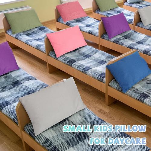 Kigley 12 Pack Mini Pillows for Daycare 9.1 x 13.8'' Small Travel Pillow Bulk Soft Breathable Cotton Pillow for Nap Travel Pet Neck Lumbar Purse Insert (Dark Color)