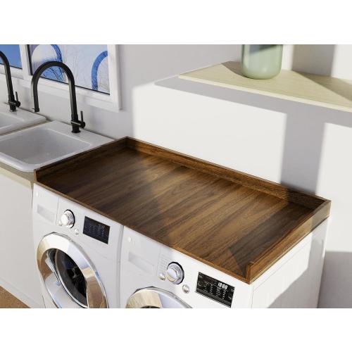 OfficeSimpli Washer Dryer Countertop, Made in USA, Non-Slip Pads, Laundry Room Wood Topper, Washer Dryer Cover for Top, Laundry Guard, Laundry Countertop (California Walnut, Standard (27.5 x 54))