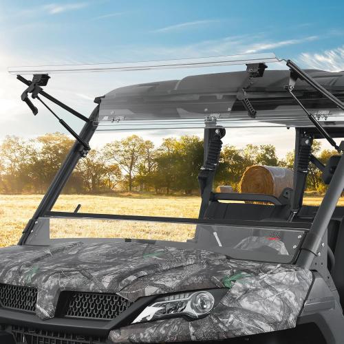 KEMIMOTO 3-IN-1 Flip Windshield Compatible with CFMOTO Uforce 1000/1000 XL | Upgraded Handles Front Windshield with Pre-Installed Rubber Strips Anti-edge-lifting Window 2019-2026 Accessories
