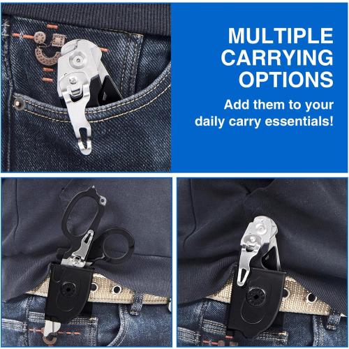 Heavy Duty 6 in 1 Multifunctional Trauma Shears Foldable | Stainless Steel emergency response scissors | Survival Shears with Holster | Medical Trauma shears Tactical With Strap Cutter | Black