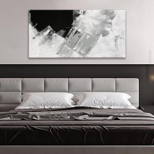 TAIJXAGSG Abstract Wall Art Painting Modern Grey Wall Decor Living Room 24 X 48 Canvas Art Wall Decor Black White Wall Art Canvas Prints Artwork For Bathroom Kitchen Office Decoration
