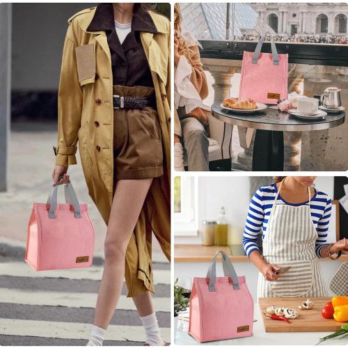 Mziart Minimalist Lunch Bag Pink Cute Small Insulated Lunch Box for Women