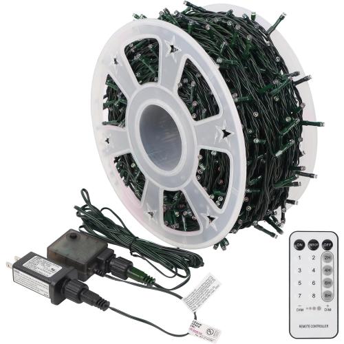LJLNION 1000LED Christmas Lights, Extra Long 328FT Xmas Green Wire Fairy String Lights Plug in Outdoor, Remote Control & 8 Lighting Modes, Waterproof for Wedding Party Bedroom Decorations, White