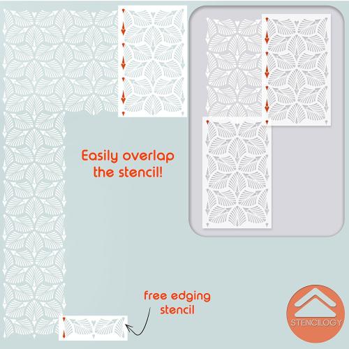 23x28 STENCILOGY® / Danube - 23 x 38 XL Wall Stencil, Palm Leaf, Large Allover Wall Stencils for Painting, Large Floral Wall Stencil