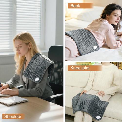 Electric Heating pad with 6 Heat Settings, Auto Shut Off, Dry Electric Heating for Back Neck Knee Arms Legs Shoulder Heat Pads for Christmas Birthday Father's Day Mother's Day (24X12, Dark Gray)