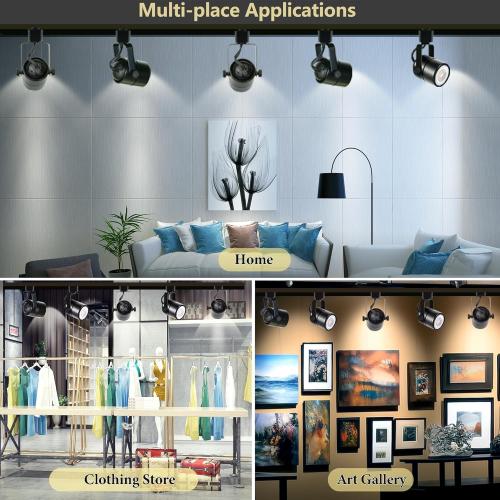 Black Dimmable LED Track Lighting Heads Kit,3CCT 10W Track Lights Heads 3000K/4000K/6000K Adjustable with 6.56FT H-Type Track Light Rails 6PCS Ceiling Spotlight Fixture Replaceable GU10 Bulbs