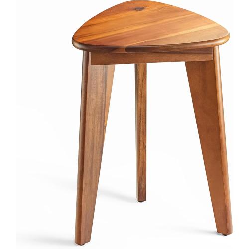 HOLANA 18 Corner Shower Foot Rest - Wooden Showers Stool Seat for Shaving Legs - Small Shower Benches for Inside Shower - Waterproof Bath Step Stools Bench for Bathroom (Height - 18in, Acacia)