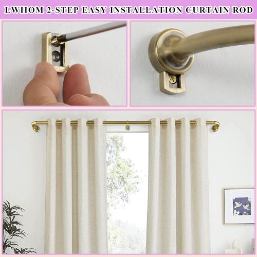 Antique Bronze Disc Curtain Rods, 48-84 Inches Window Curtain Rod,Adjustable Room Darkening Curtain Rod with Aluminum Finials and Brackets,Wrap Around Design