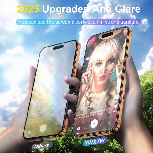 YWXTW 2 Pack for iPhone 17 Pro Max Matte Screen Protector 6.9 Inch 1 Set Camera Lens Protector, [1S Pull-Out] Anti Glare Anti Fingerprint 17 Pro Max Glass Screen Protector, Bubble Free, Smooth as Silk
