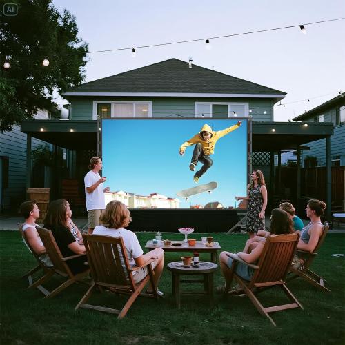 Outdoor Projector Screen and Stand，180-in Portable Projector Screen 15 FT Large Projection Scree  Wrinkle-Free Movie Screen with Carry Bag for Backyard,RVing Night,Party