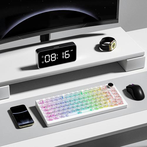 dagaladoo White Clear keycaps,Transparent keycaps 60 75 100 Percent,Ceramic Jelly Key caps Set,Shine Through Key caps,MDA Profile Keyboard Key Cap for Mx Switches Mechanical Keyboard