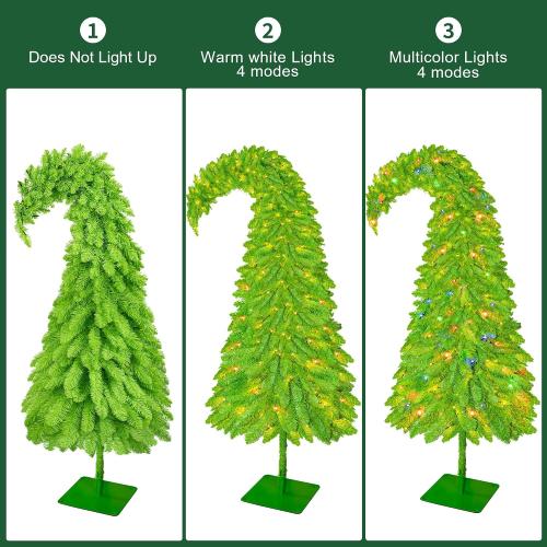 Size 6ft Whimsical Christmas Tree 6FT - Christmas Decorations Timer Remote Control, Foot Switch Device with 150 LED Lights Pre-Lit Artificial Tree Xmas Holiday Decor for Indoor Home Office