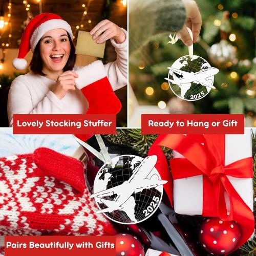 Airplane Ornament - Pilot Gifts for Men - Airplane Ornaments for Christmas Tree, Plane Aviation Ornaments - Travel Gifts for Travelers, Airplane Lovers, Flight Attendant - Acrylic Ornament