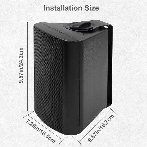 Herdio 5.25 Inches Passive Outdoor Speakers Wired Waterproof, 300 Watts Wall Mount Speakers All Weather for Patio Indoor Deck Countryard (1 Pair, Black)