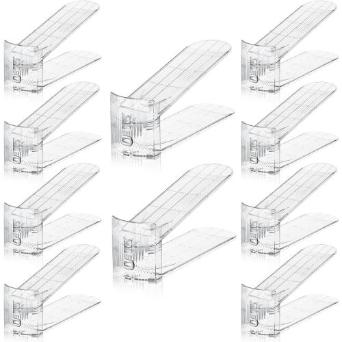 Clear Shoe Slot Organizer, 10 Pack Adjustable Shoe Slots Organizer for Closet Clear Shoe Stackers Shoe Rack Holder Shoe Space Savers for A Pair of Shoes(Transparent)