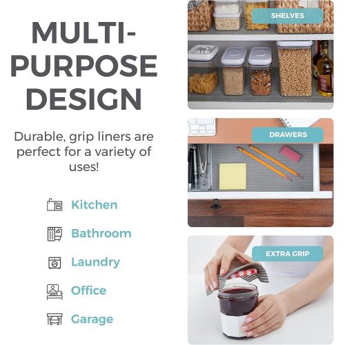 HOME GENIE Shelf Drawer and Cabinet Liner, Durable with Strong Grip, 17.5 IN x 20 FT, Non Adhesive Liners Protect Kitchen Cabinets and Cupboard, Pantry, Bathroom Drawers and Shelves, Desks, Slate Gray
