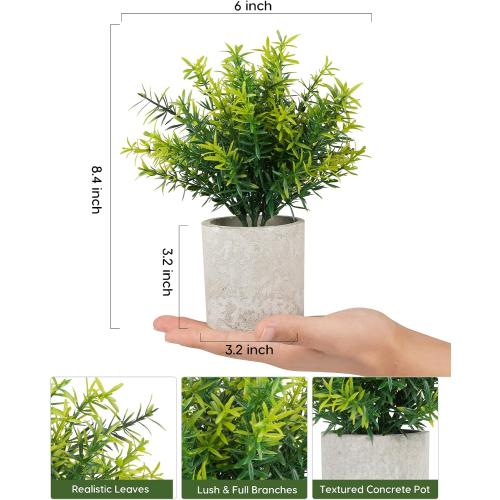 Velener 2Pcs Artificial Potted Rosemary Plants- Rustic Farmhouse Fake Shrubs for Decoration Centerpieces Living Room, Shelf Bedroom Aesthetic Green Bathroom Accessories Boho Small Desk Plant Office
