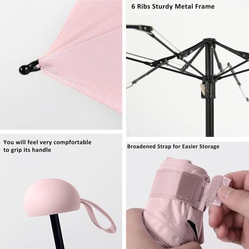 Pink BAODINI Travel Mini Umbrella for Purse With Case Small Compact UV Sun Protection Sun Lightweight Tiny Pocket Manual Open Close Umbrella for Women Kids and Men