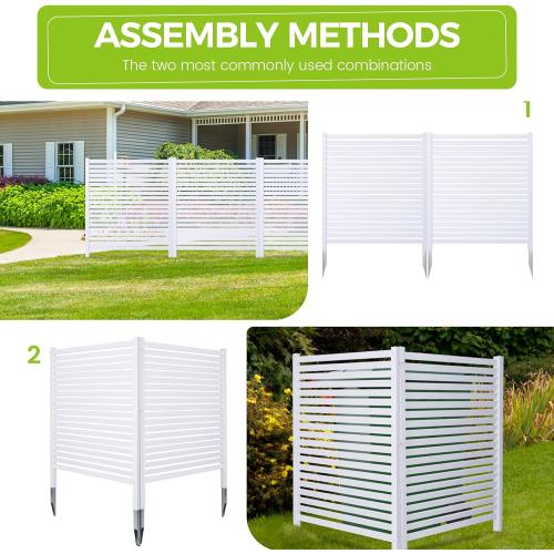 Modern White Vinyl Pool Equipment Enclosure Fence 36 W X 45 H 2 Panels with Metal Stake