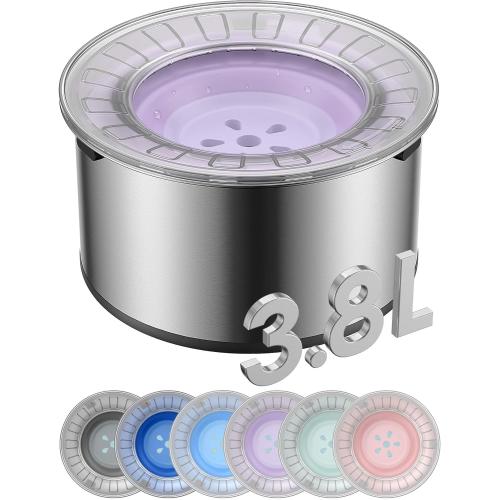 1Gallon Large Dog Water Bowl No Spill, [Anti Digging Lid & Rubber Bottom] Spill Proof Dog Bowl, Anti Splash Mess Dripless Slow Drinking Stainless Steel Water for Sloppy Messy Drinkers Car