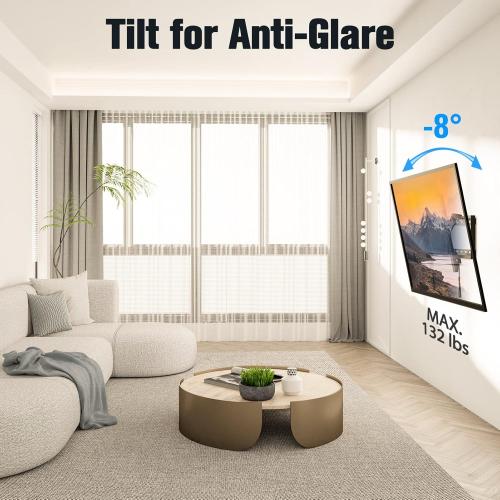 Mounting Dream UL Listed TV Mount for Most 37-75 Inch TV, Universal Tilt TV Wall Mount Fit 16, 18, 24 Stud with Loading Capacity 132lbs, Max Vesa 600 x 400mm, Low Profile Flat Wall Mount Bracket