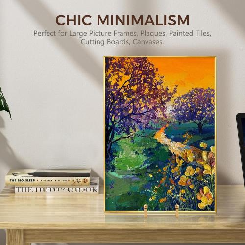 Large Plate Holder Display Stand - 10 inch Tall Plate Stands for Display - Metal Picture Frame Stand - Big Tabletop Easel Stand for Decorative Plates | Platter | Book | Plaque | Tile - 2 Pack - Gold