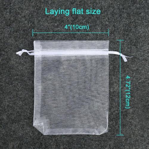 Hopttreely 100PCS Premium Sheer Organza Bags, White Wedding Favor Bags with Drawstring, 4x4.72 Jewelry Gift Bags for Party, Jewelry, Christmas, Mother's Day, Festival, Bathroom Soaps, Makeup Organza Favor Bags
