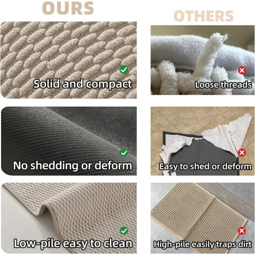 TYUU Bathroom Rugs Non Slip Washable, Super Absorbent Thin Bath Mat Small Quick Dry Low Pile Bathroom Rug, Beige 20x30