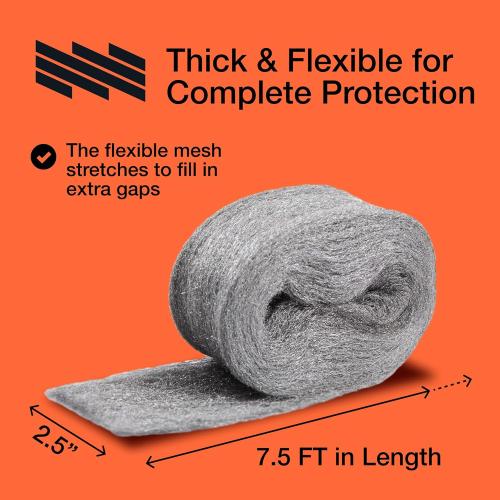 MaPorch Steel Wool for Mice Control - Wool Gap Filler for Home & Garage - DIY Bundle with Gloves & Scissors - Mouse Deterrents That Work - 3 Pack, 3.2 x 7.5 ft