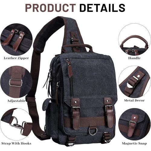 mygreen Canvas Cross Body Messenger Bag Shoulder Sling Backpack Travel Rucksack