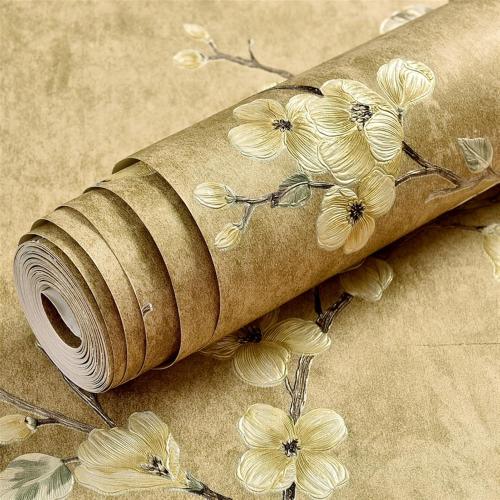 GIBZ 3D Vintage Floral Wallpapers Peel and Stick Colorful Rustic Wall Papers Decorations Wallpaper Contact Paper Yellow