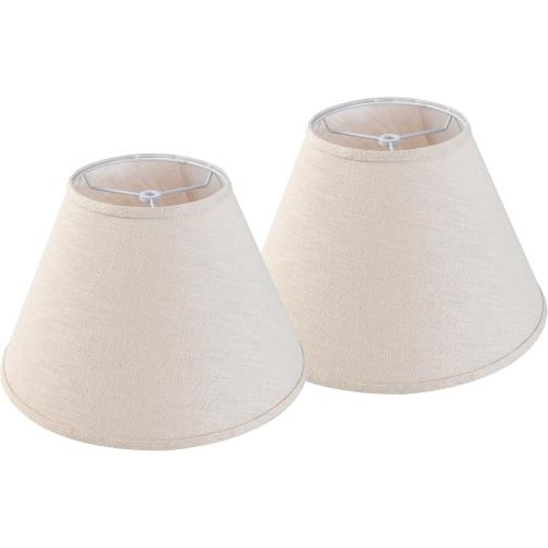 Set of 2 Size 6.3 13x8.3 GO&SO Natural Linen Chimney Lamp Shade Set of 2 Small Farmhouse Lamp shade 6.3 Top x 13 Bottom x 8.3 High Medium LampShade Table & Beside Lamp - Lampshades Replacement - Empire Shade Easy Assembly