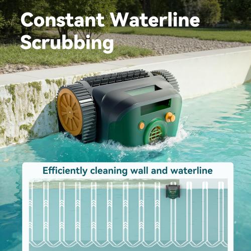 (2025 Upgraded) CliBot Robotic Pool Cleaner with 210 Mins Runtime Smart Navigation Triple Brushless Motor Automatic Pool Vacuum Robot With Wall & Waterline Cleaning Function For Inground Pools