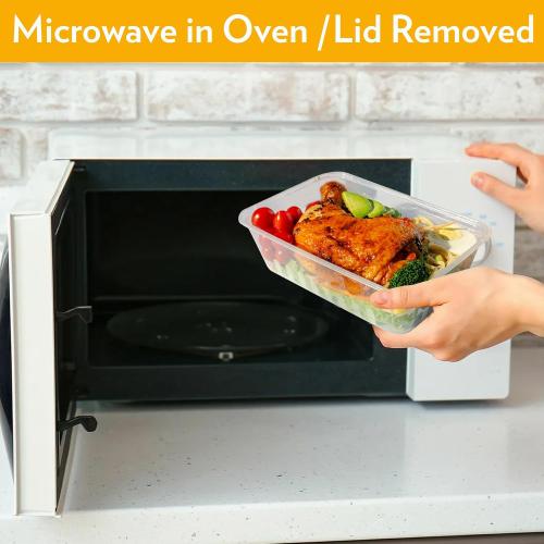 Set of 100  Size 24oz Disposable Food Containers, Meal Prep Food Reusable Plastic Bento Lunch Box with Lid, BPA Free, Microwave/Freezer/Dishwasher Safe Bento Soups Box