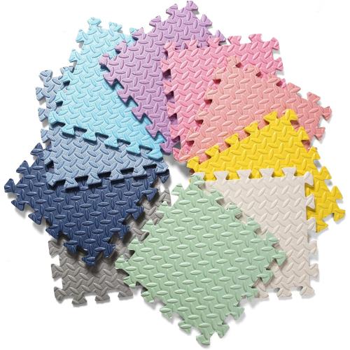 Foam Floor Mats for Kids, 12 x 12 Inch 16 Tiles 0.4 Thickness Foam Play Mat, Non-Toxic Square Interlocking Floor Mats Rubber Baby Play Mat for Toddlers(White/Gray/Bean Green)