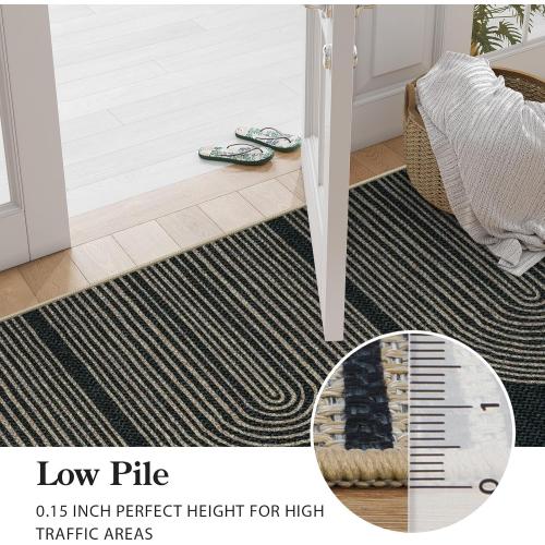 Rainbow Easy Jute Rug Washable Area Rugs for Living Room Patio Farmhouse