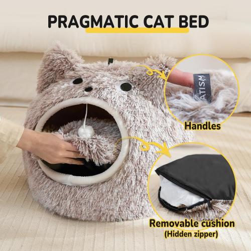 CATISM Cat Bed - Cat Beds for Indoor Cats, Soft Plush Cats Cave, Washable Cave for Kitty