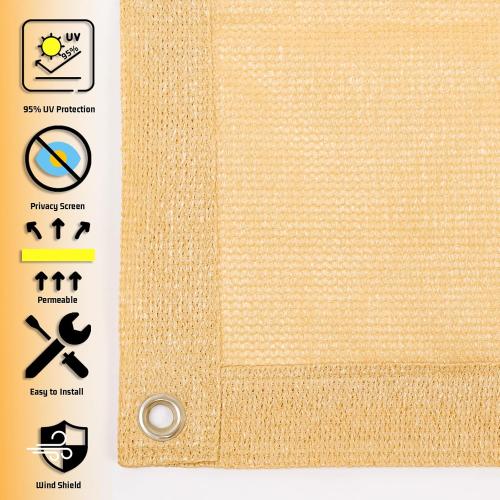 Size 8x10 ft Color Sand SUNNY GUARD Shade Cloth 4/6/8/10/12 FT Sun Shade Screen Fabric Shade Cover Tarp with Grommets for Pergola Backyard Garden,8x10 FT Sand